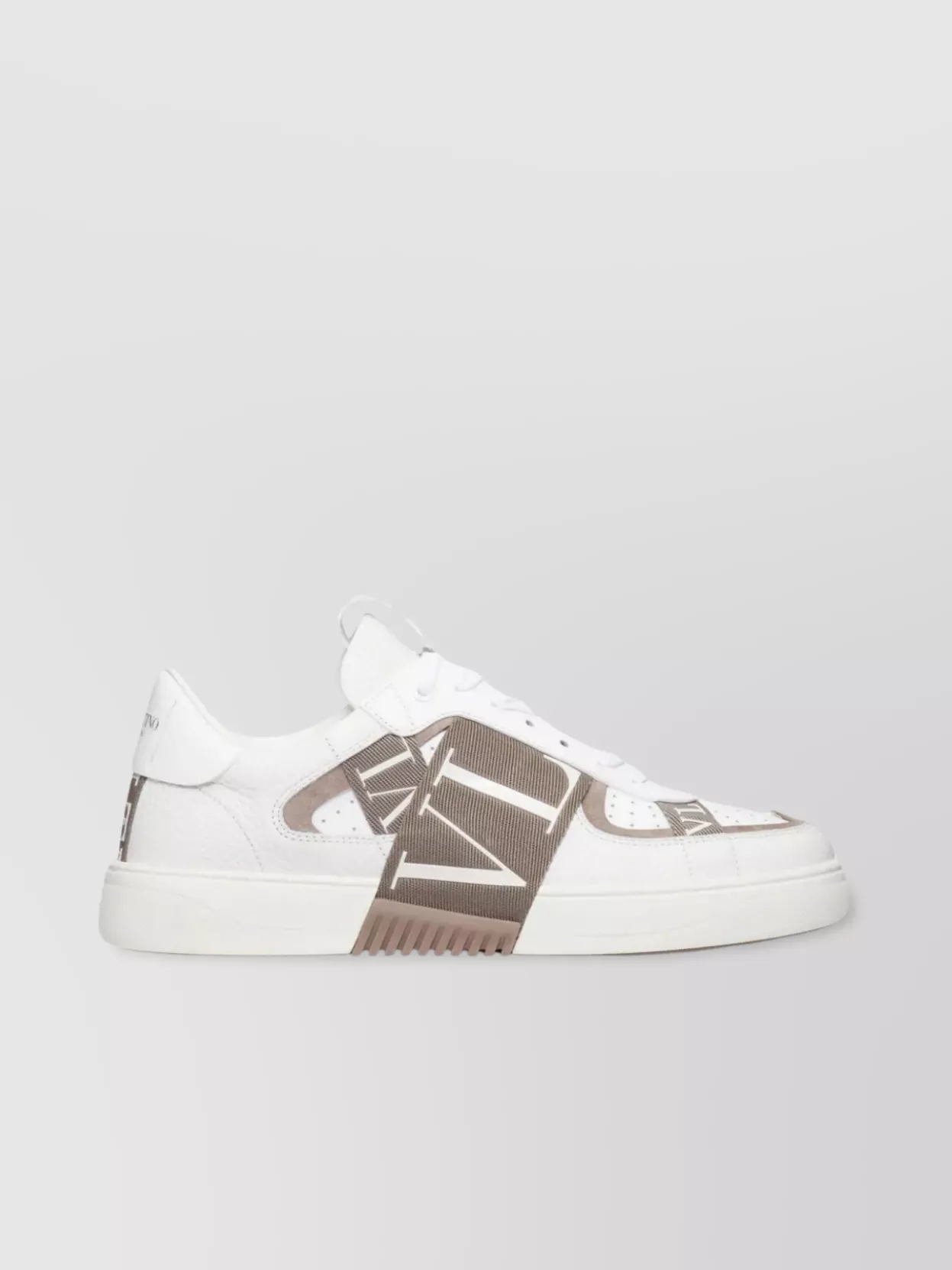 Shop Valentino Calf Leather Vl7n Sneaker With Rubber Bands In White