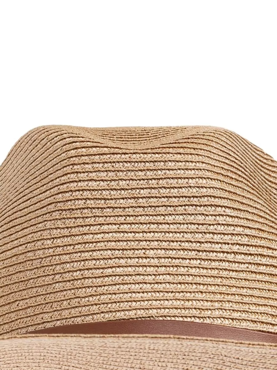Emporio Armani Fedora Hat Wide Brim Straw Ribbon