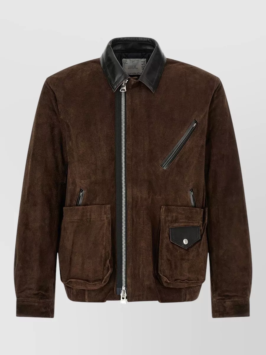 Sacai leather suede blouson jacket