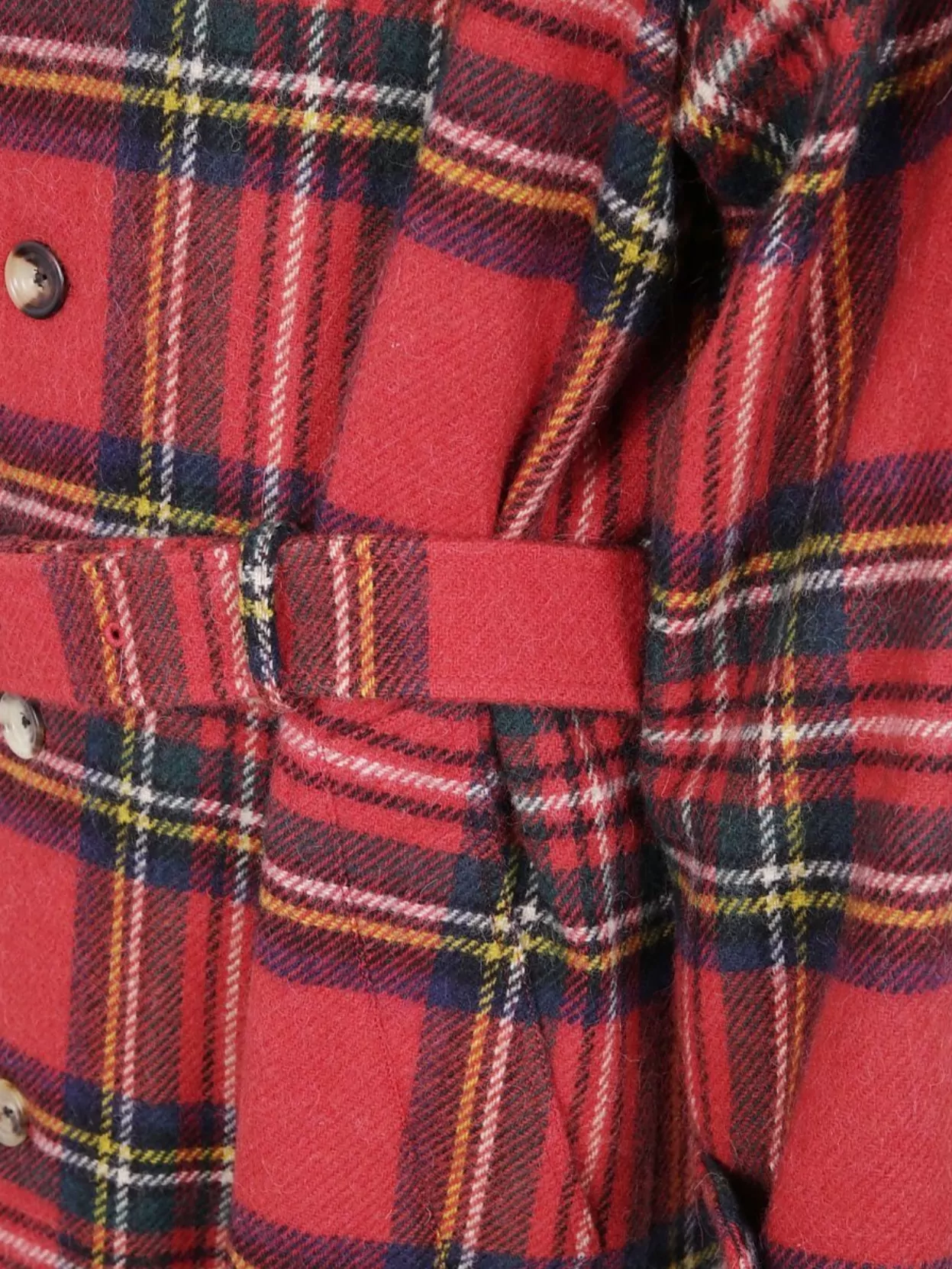 Polo Ralph Lauren Plaid Long Sleeve Belted Top Coat