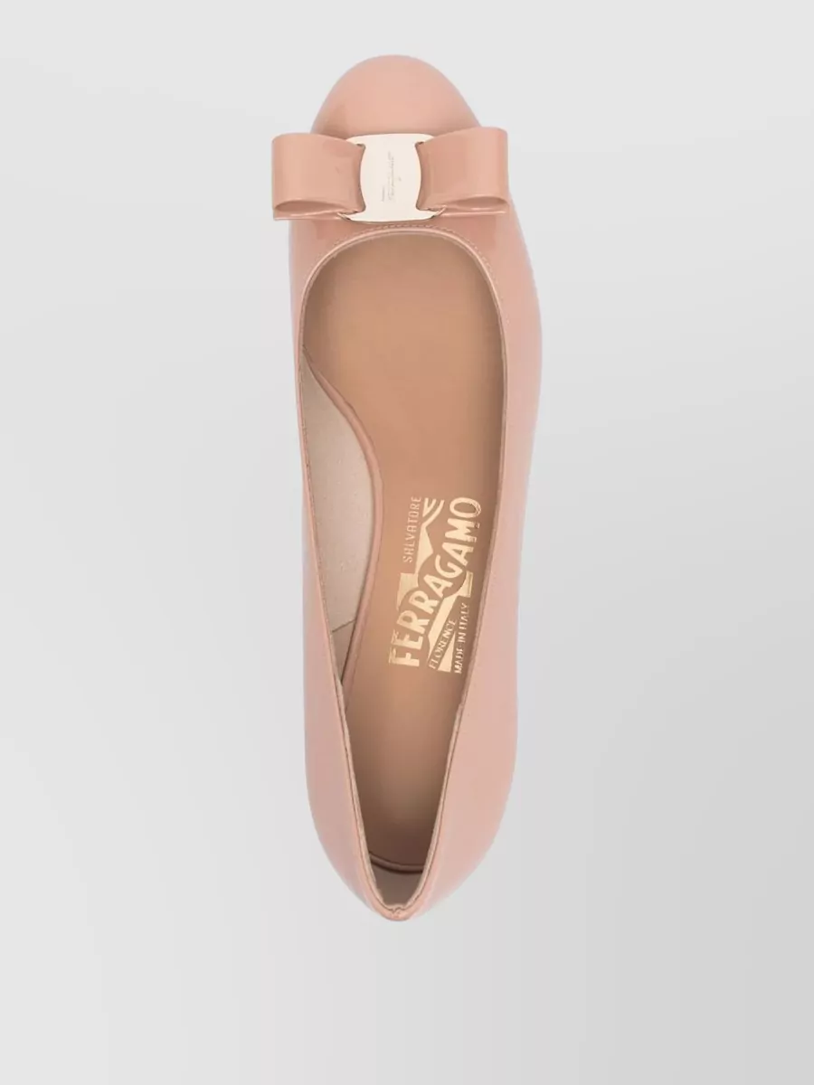 Ferragamo Ballerina Shoes With Round Toe And Bow In Pink