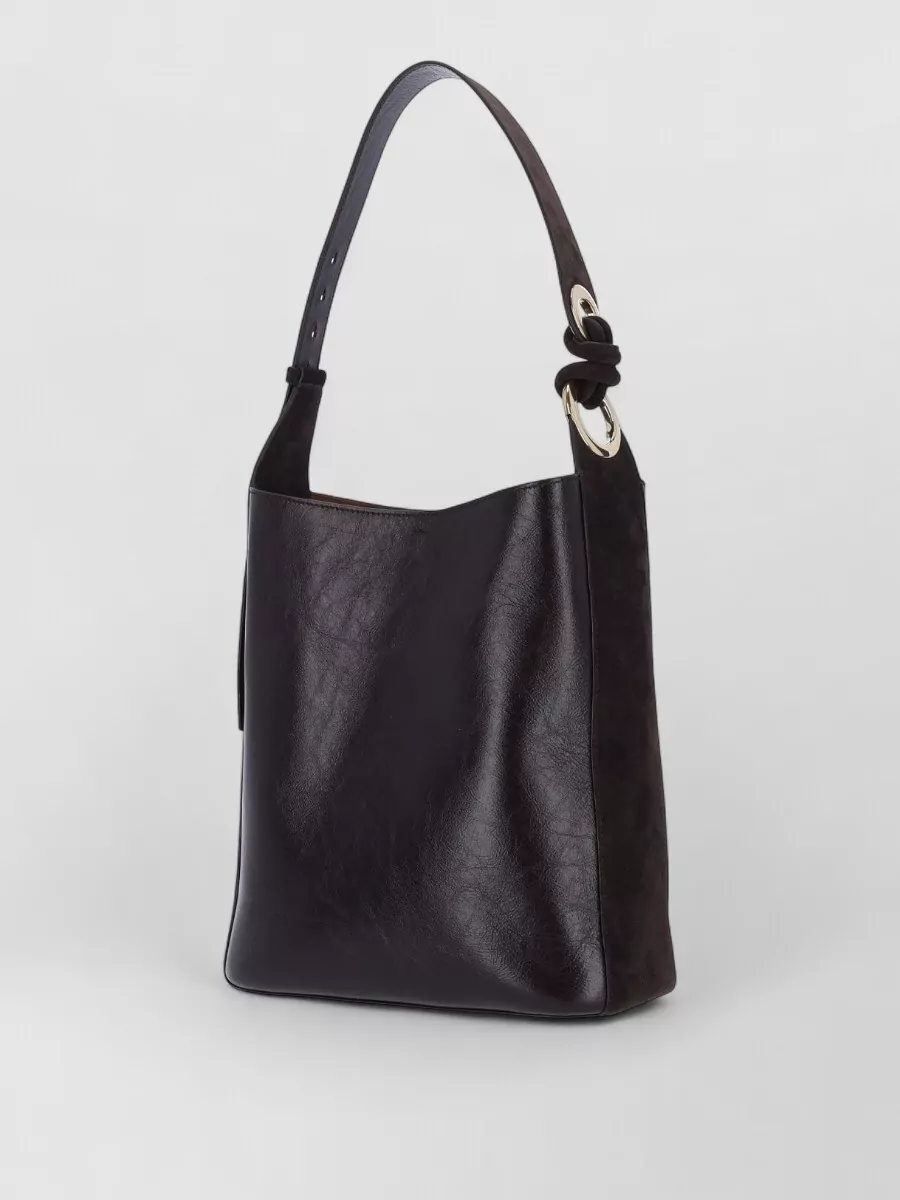 Anya Hindmarch Shoulder Bag Suede Accents Metal Ring Strap