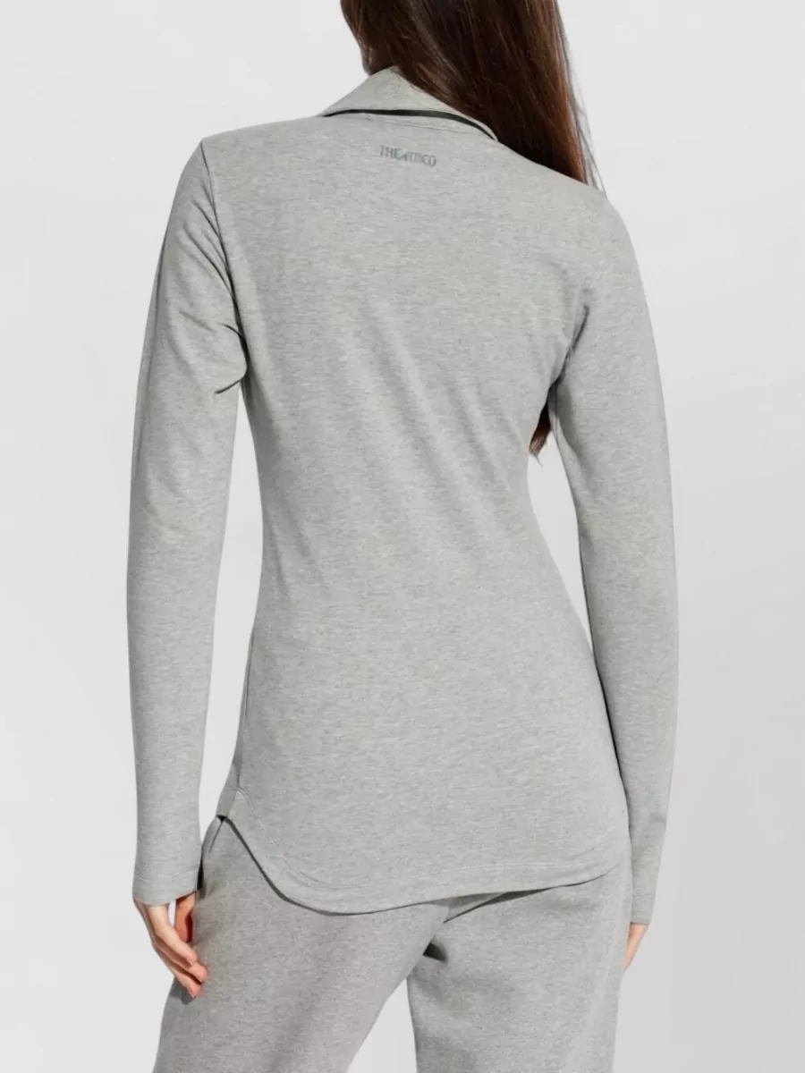 The Attico Long Sleeve Polo Shirt With Curved Hem