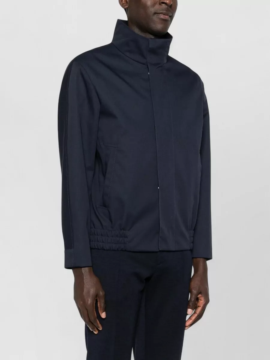Lardini Jacket Zip Buttons High Collar Drawstring Hem