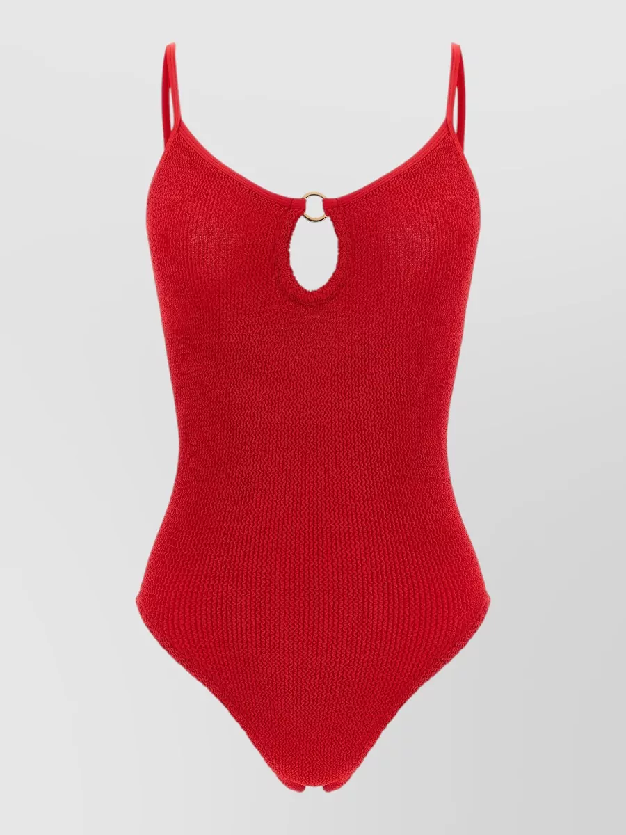 Hunza G crinkled cutout one piece swimsuit