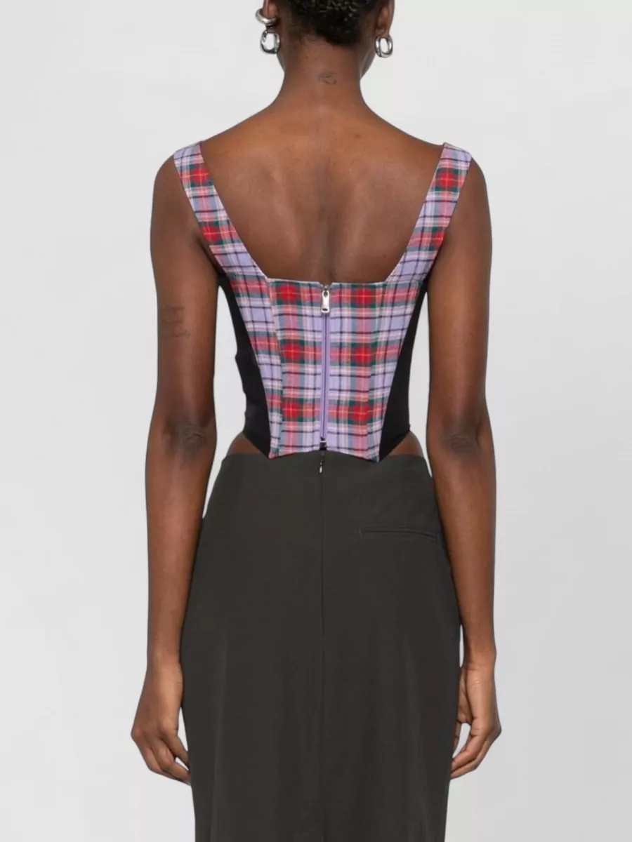 Vivienne Westwood Plaid Top Side Tie Square Neckline