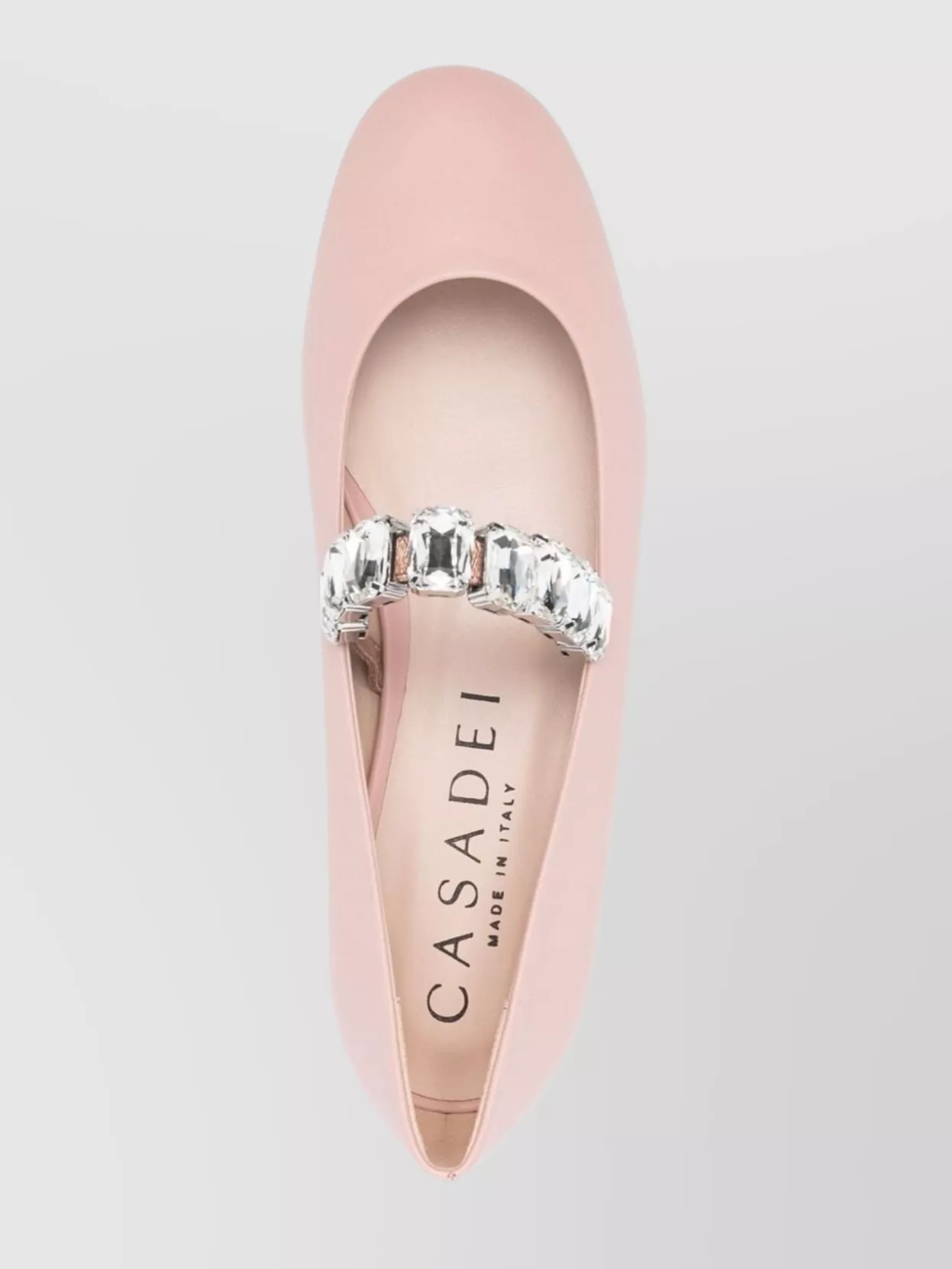 Casadei Leather Ballet Flats With Crystal Embellished Strap
