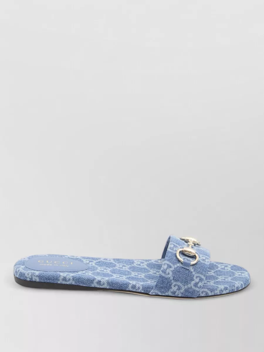 Gucci Slides Horsebit Detail Denim Sole