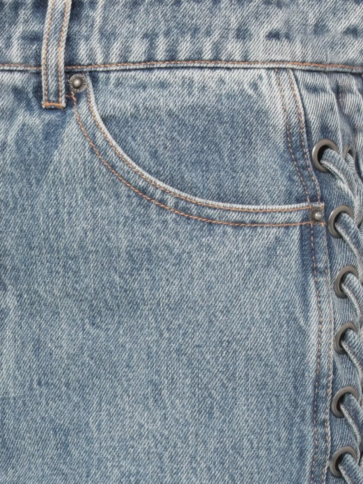 Rotate Straight Denim Jeans With Side Braided Accents