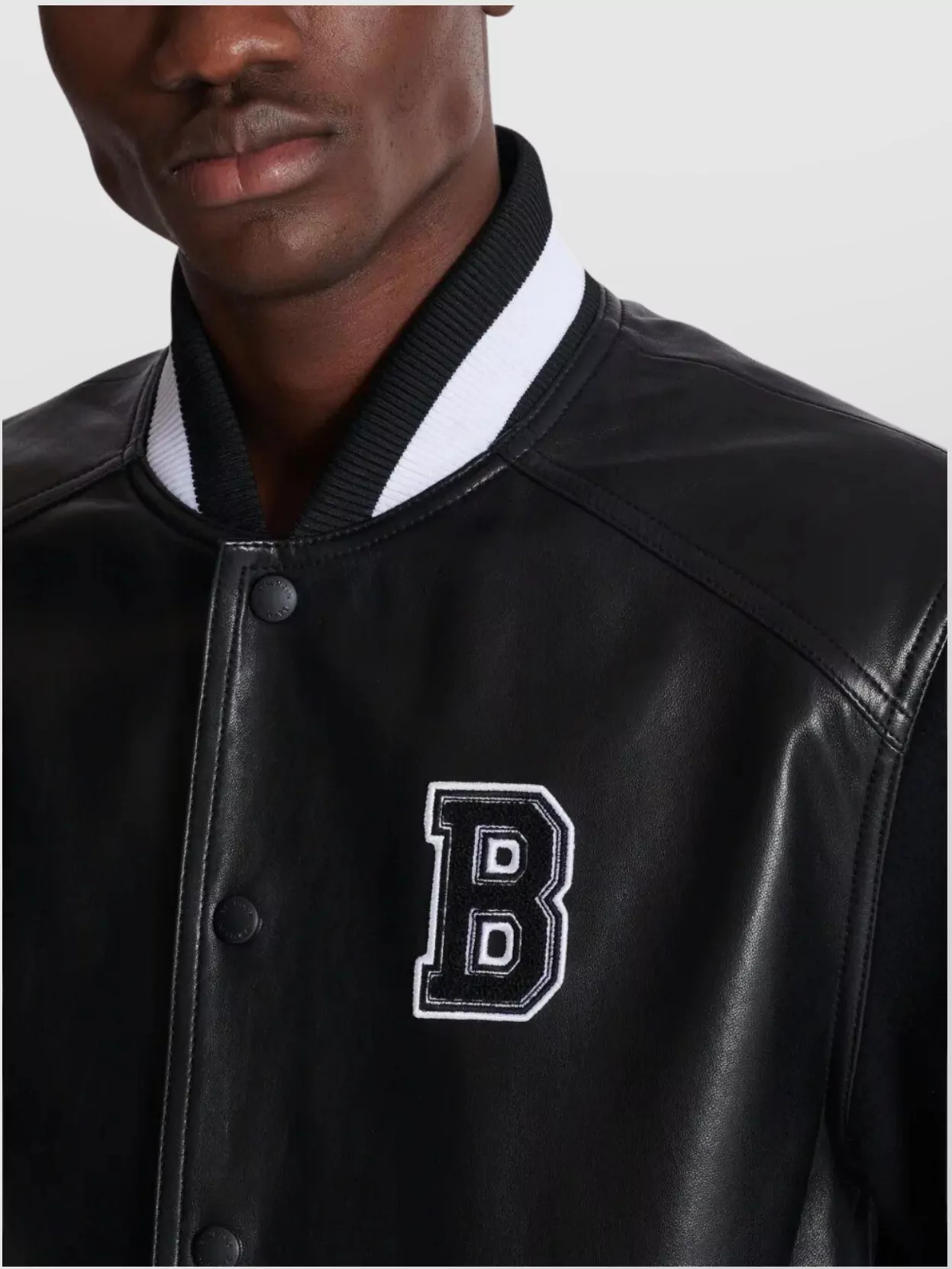Balmain Varsity Bomber Jacket With Leather And Wool