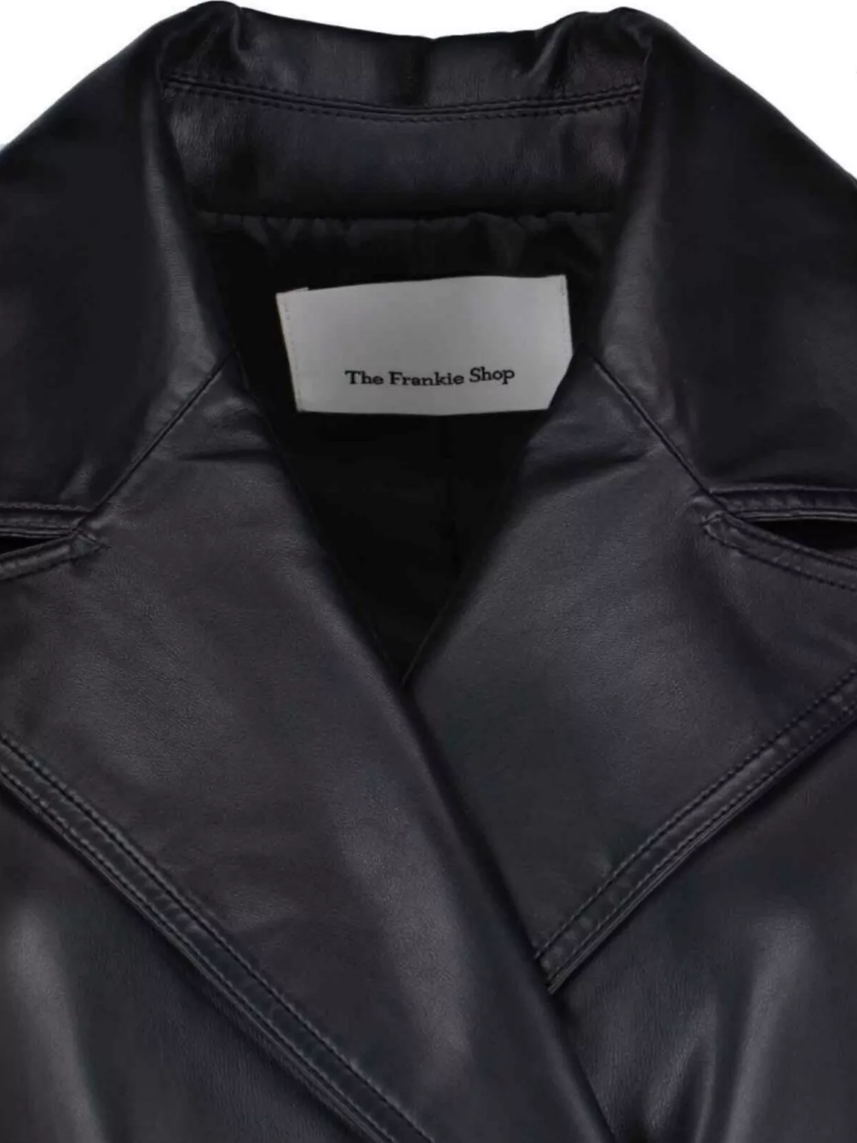 The Frankie Shop Double-breasted Faux Leather Coat With Removable Waist Belt In Blue