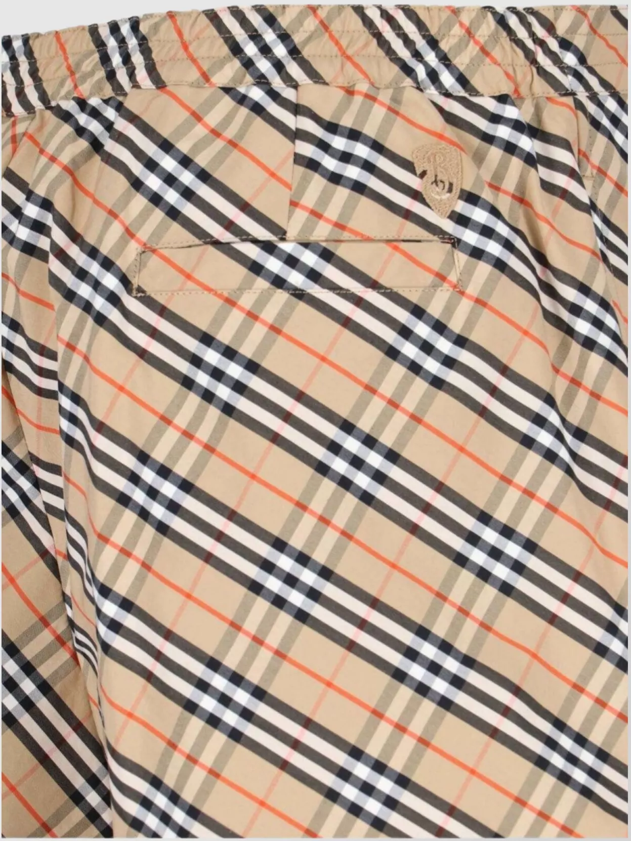 BURBERRY STRAIGHT CHECK PATTERN ELASTIC WAIST SHORTS 