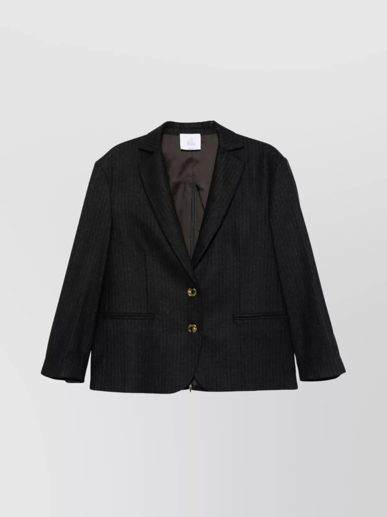 Le Sully Studio Anthracite Grey Pinstripe Lisa Blazer In Black