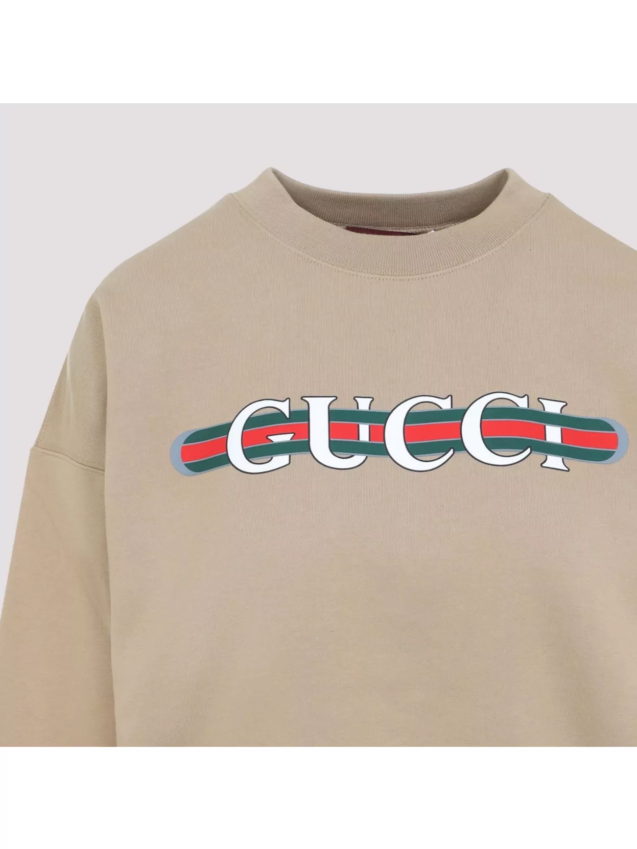 Shop Gucci Logo Stripe Detail Cotton Sweatshirt