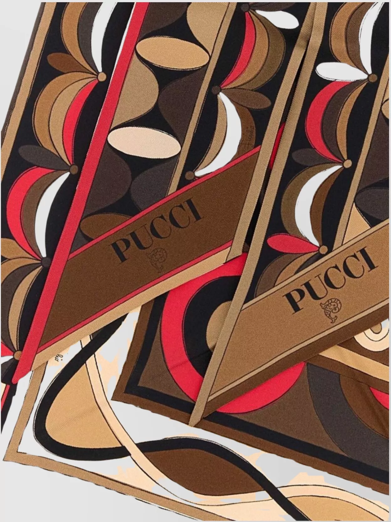 Pucci Geometric Silk Scarf In Lightweight Fabric In Brown