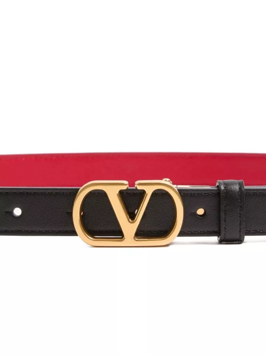 Valentino Garavani Vlogo Signature Leather Belt Reversible