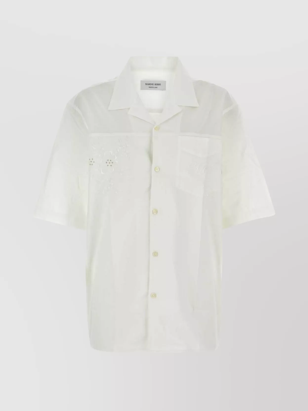 Shop Marine Serre Cropped Cotton Shirt Embroidered Detailing
