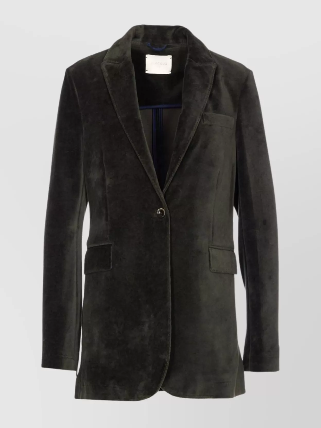 Circolo 1901 Velvet V-neck Jacket Notched Lapel In Green