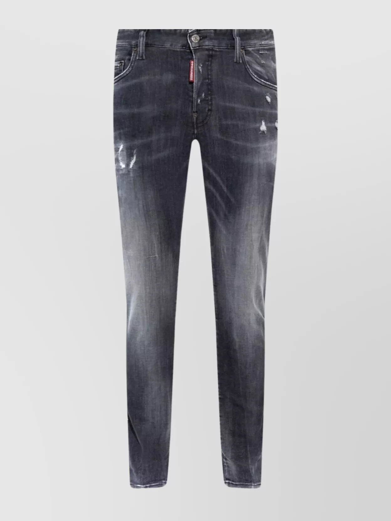 Dsquared2 Denim Trousers Distressed Belt Loops In Black