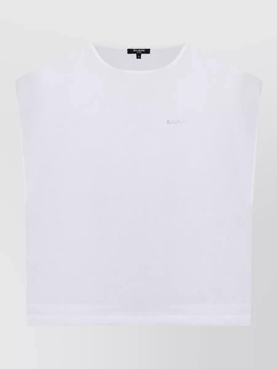 Balmain silk cropped sheer blouse