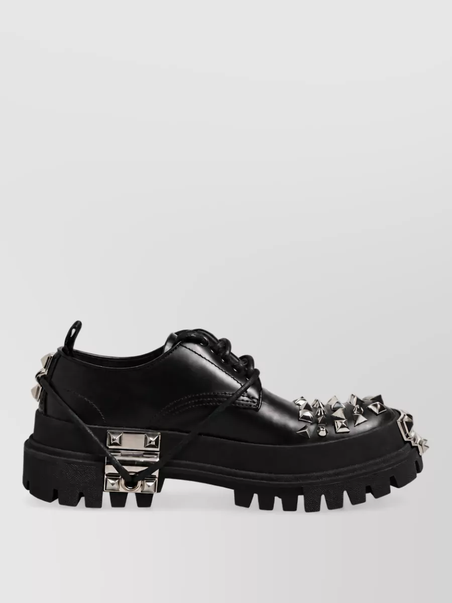 Dolce&Gabbana Studded Leather Derby Shoes