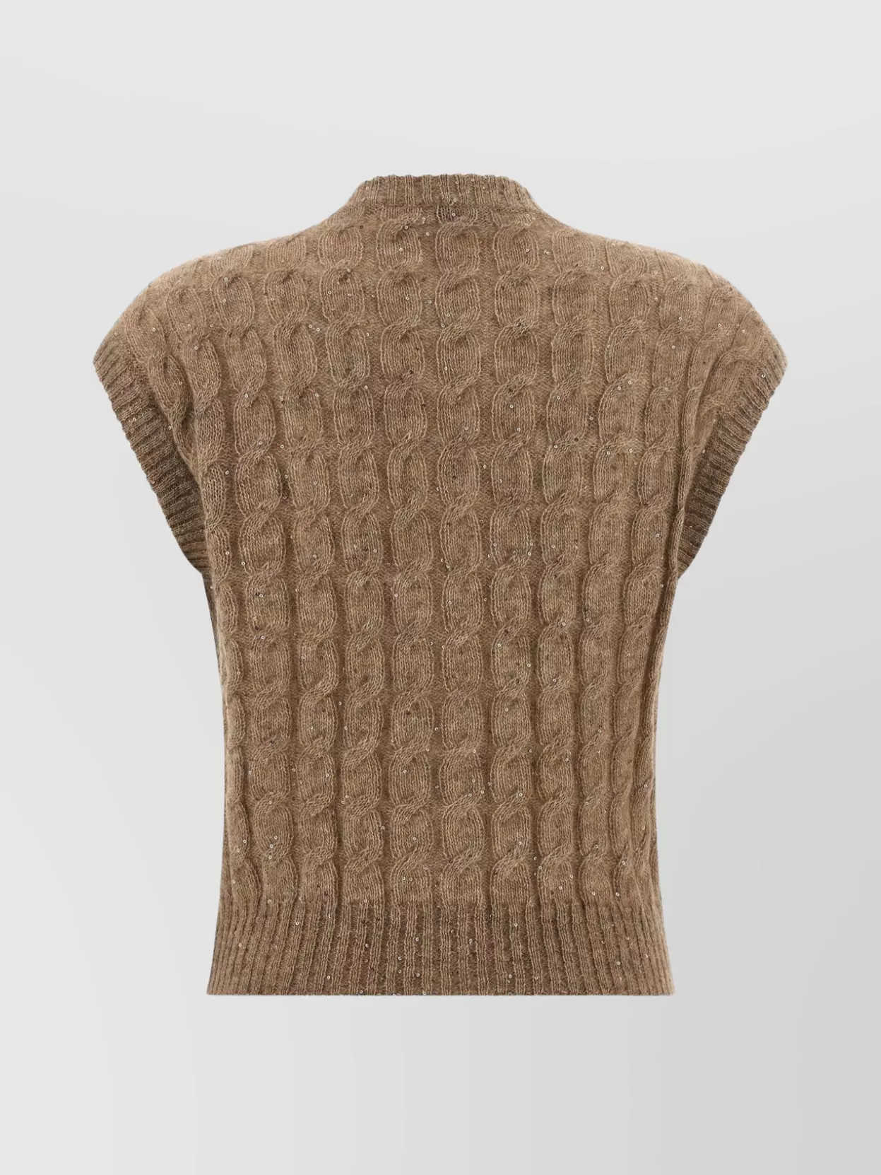 Brunello Cucinelli Cable Knit Cap Sleeve Vest In Black