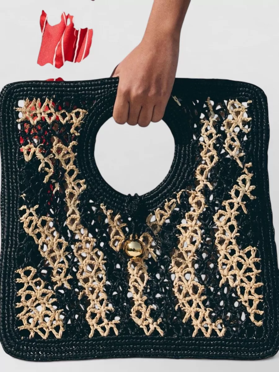 Jacquemus Le Rond Carré Small Raffia Beach Bag