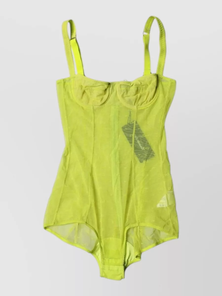 Dolce&Gabbana Mesh sleeveless sweetheart neck bodysuit