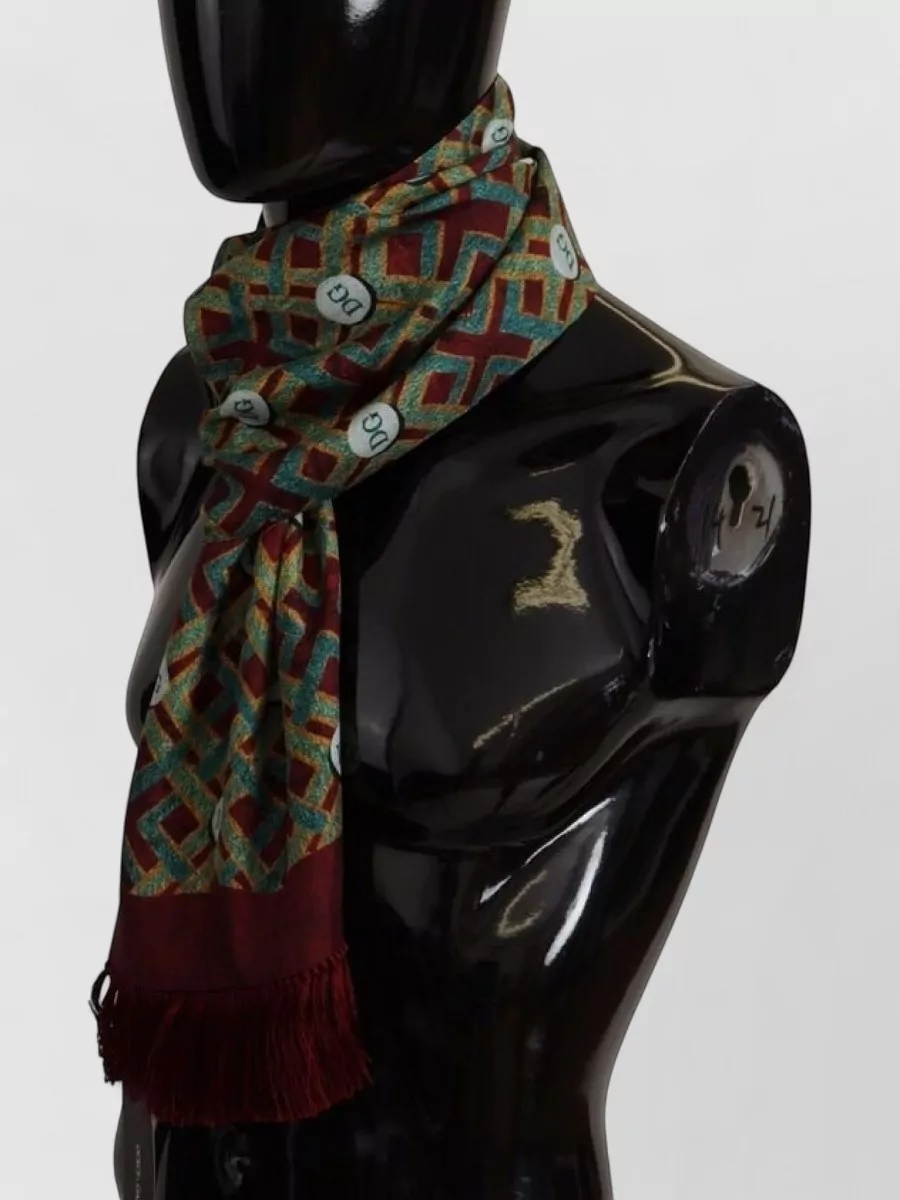 Dolce&Gabbana Silk Logo-Print Fringe Scarf