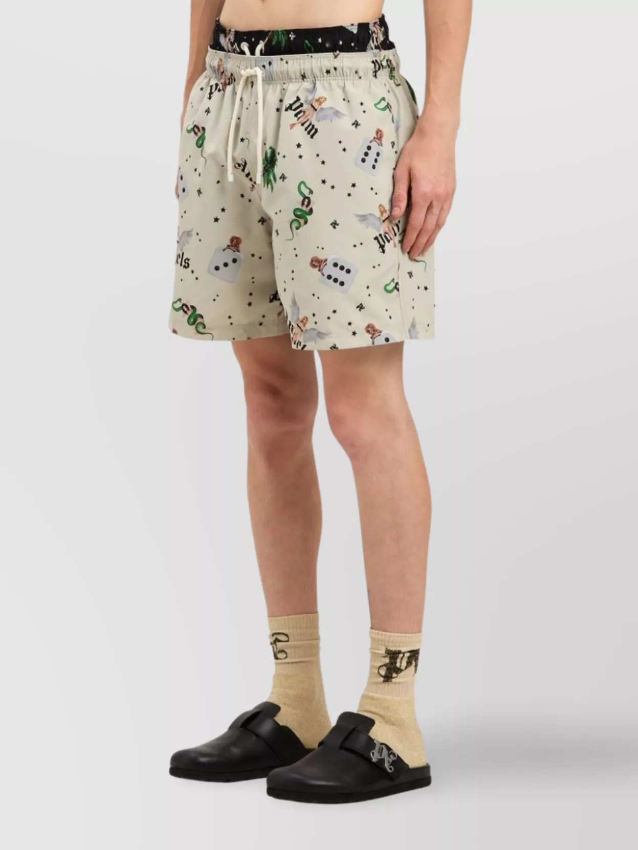 Palm Angels Printed Swim Trunks With Side And Back Pockets
