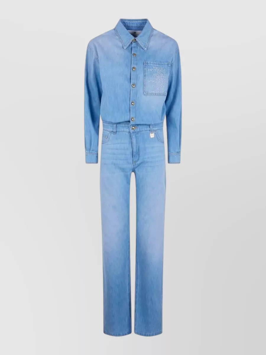 Elisabetta Franchi denim long-sleeve jumpsuit