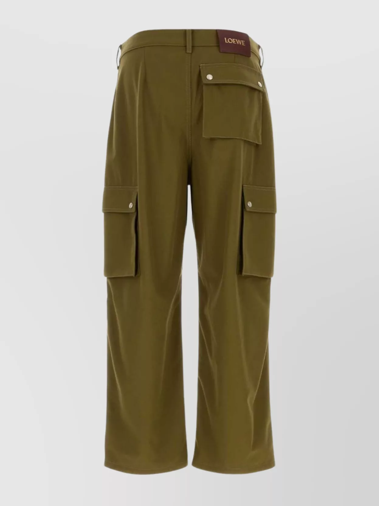Loewe Wide Leg Cargo Trousers With Button Detailing In Green
