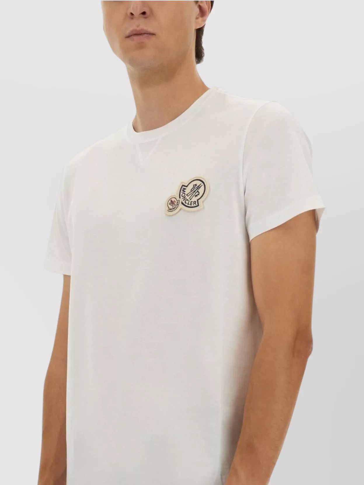 Moncler Logo Embroidered Patch Short Sleeve T-Shirt