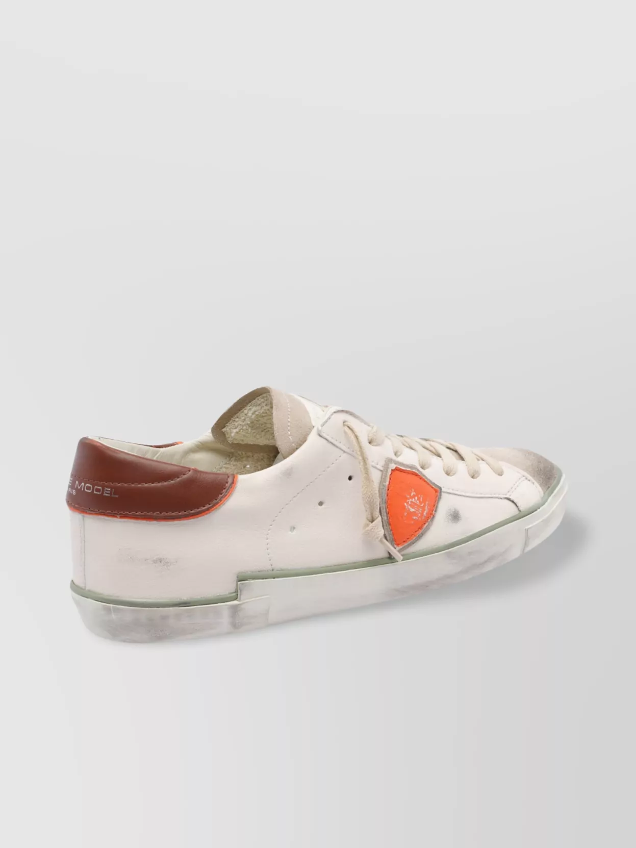 Philippe Model Low Top Leather Sneakers With Contrast Heel Tab