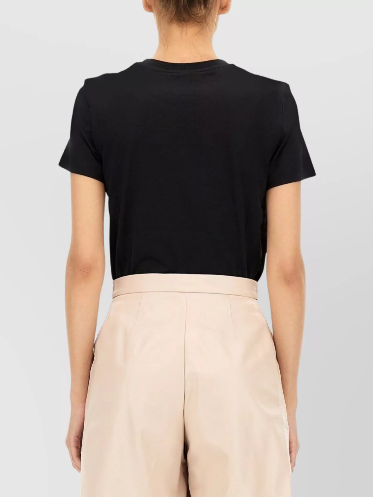 Max Mara Graphic Print Crew Neck Short Sleeve Top In Black