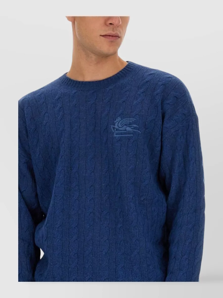 Etro Pegasus Cable Knit Sweater