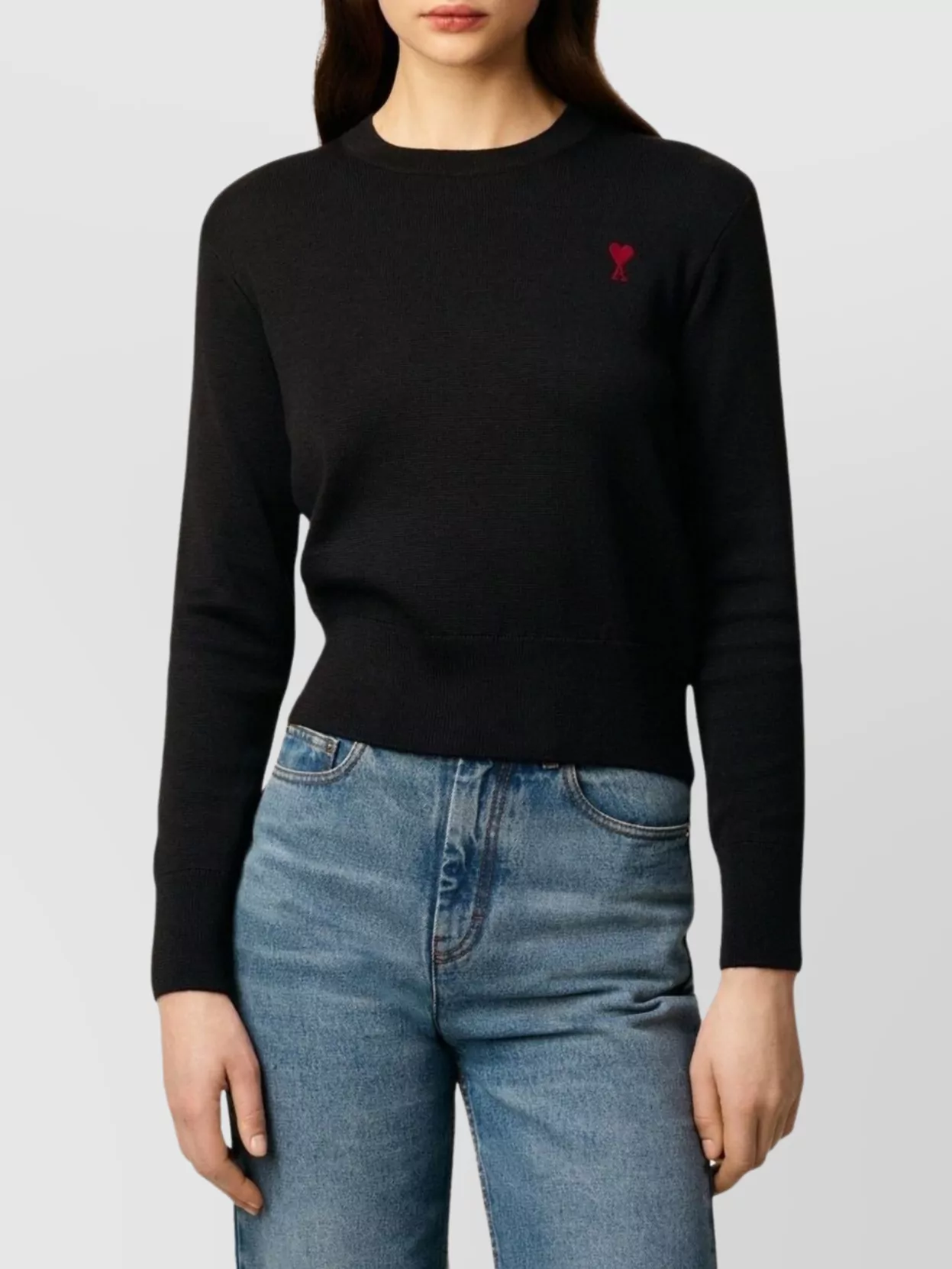 Ami Alexandre Mattiussi Ami Paris Ami Paris De Coeur Wool Sweater In Black