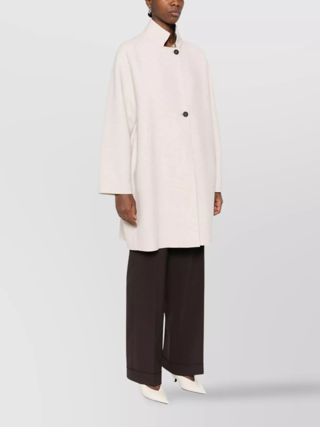 Harris Wharf London Wool High Neck Coat With Side Pockets