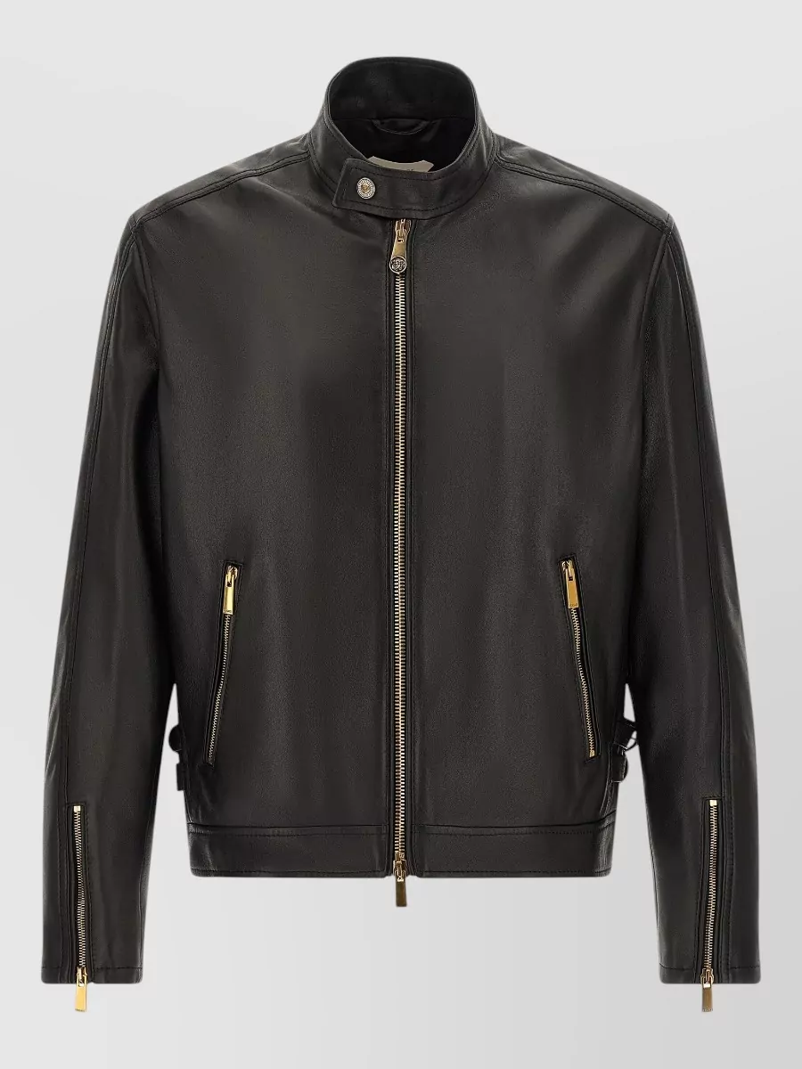 Versace lamb leather biker jacket