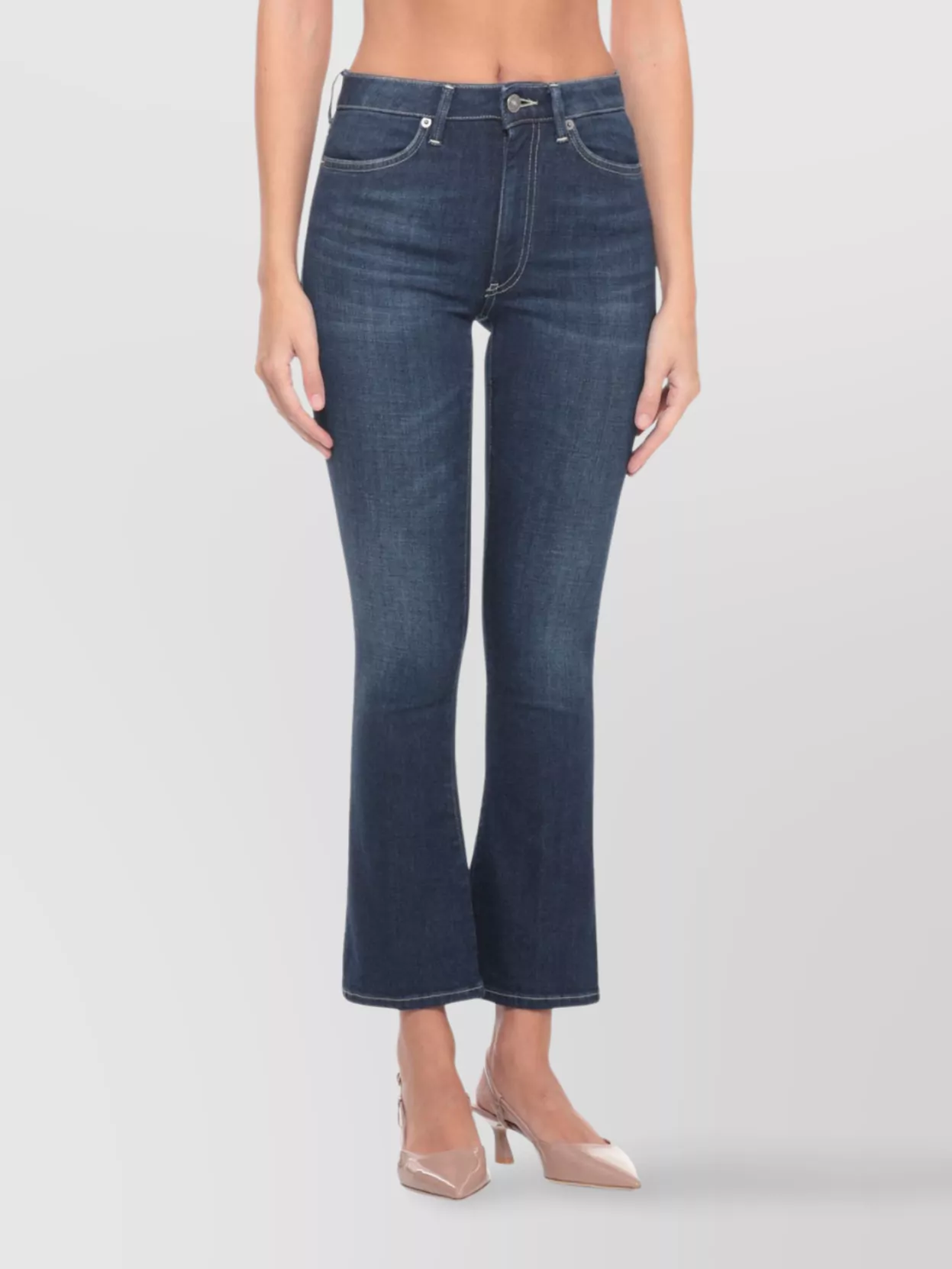 Dondup Women's Straight Leg Cotton Jeans With Pockets In Blue