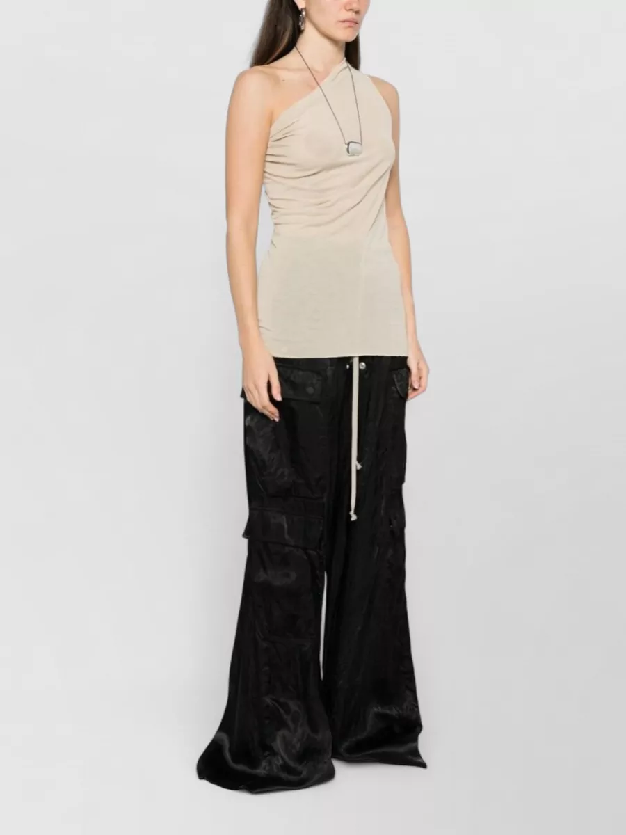 Rick Owens One Shoulder Draped Detail Fitted Top