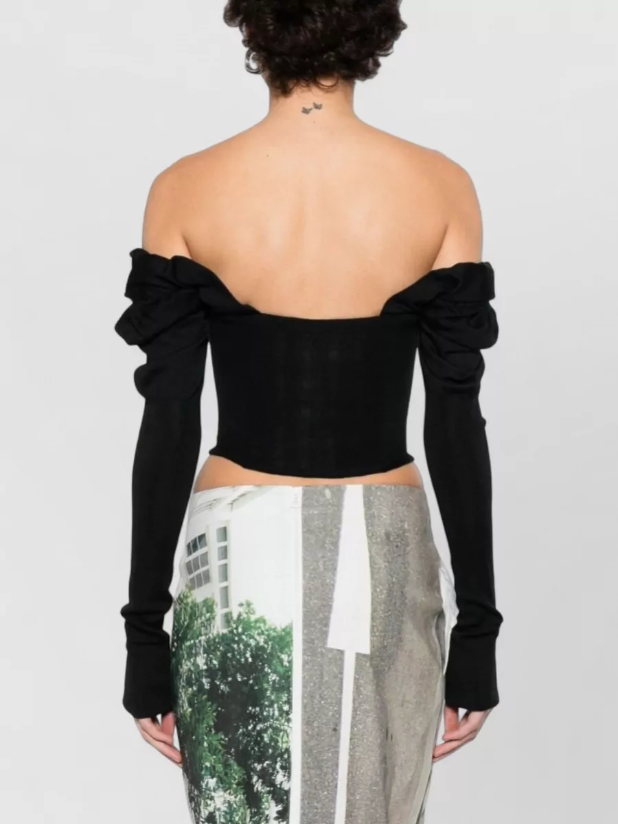 Vivienne Westwood Silk Wool Ruched Square Neck Long Sleeve Blouse