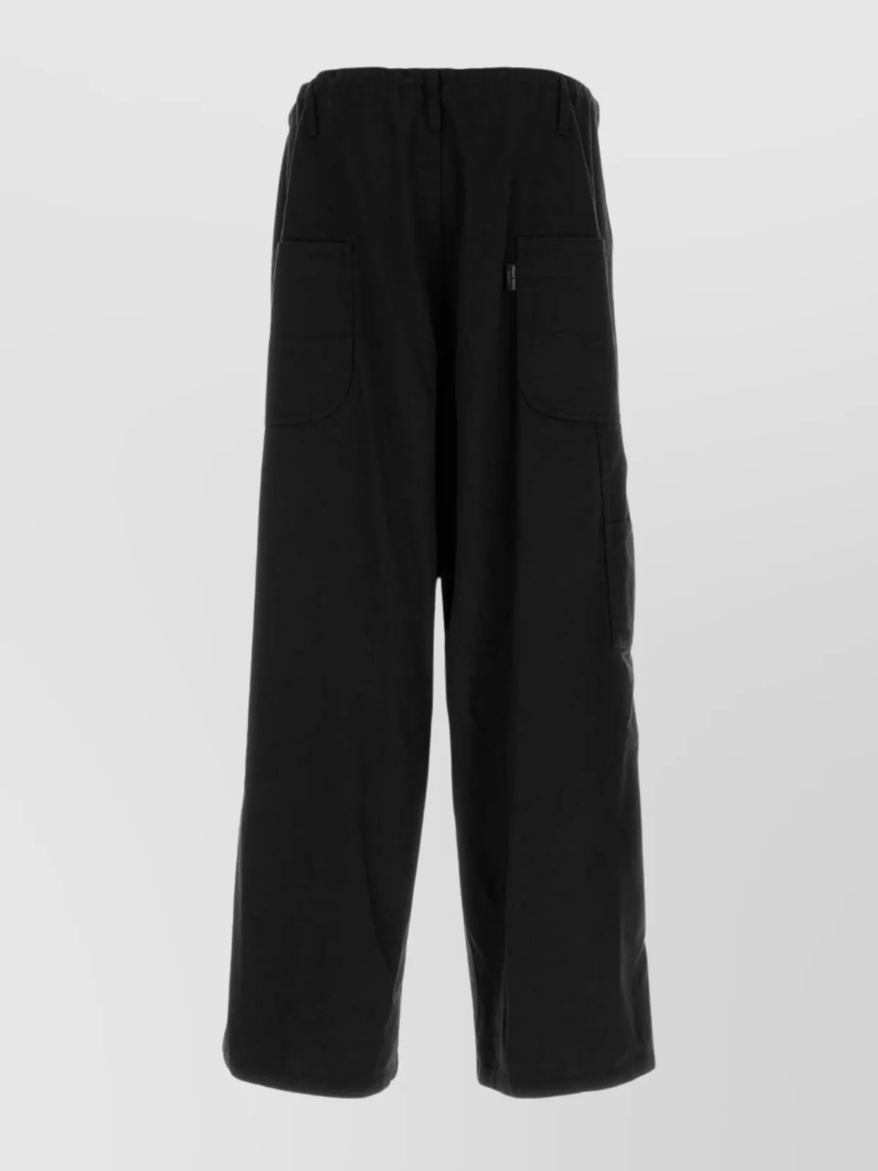 Yohji Yamamoto Loose Fit Cotton Trousers Side And Back Pockets In Black