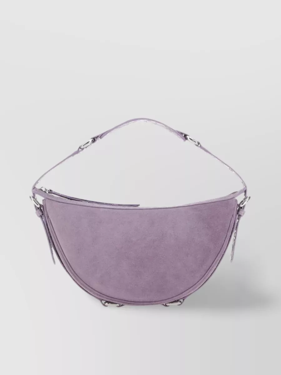 By Far Gib Half-moon Suede Shoulder Bag In Purple