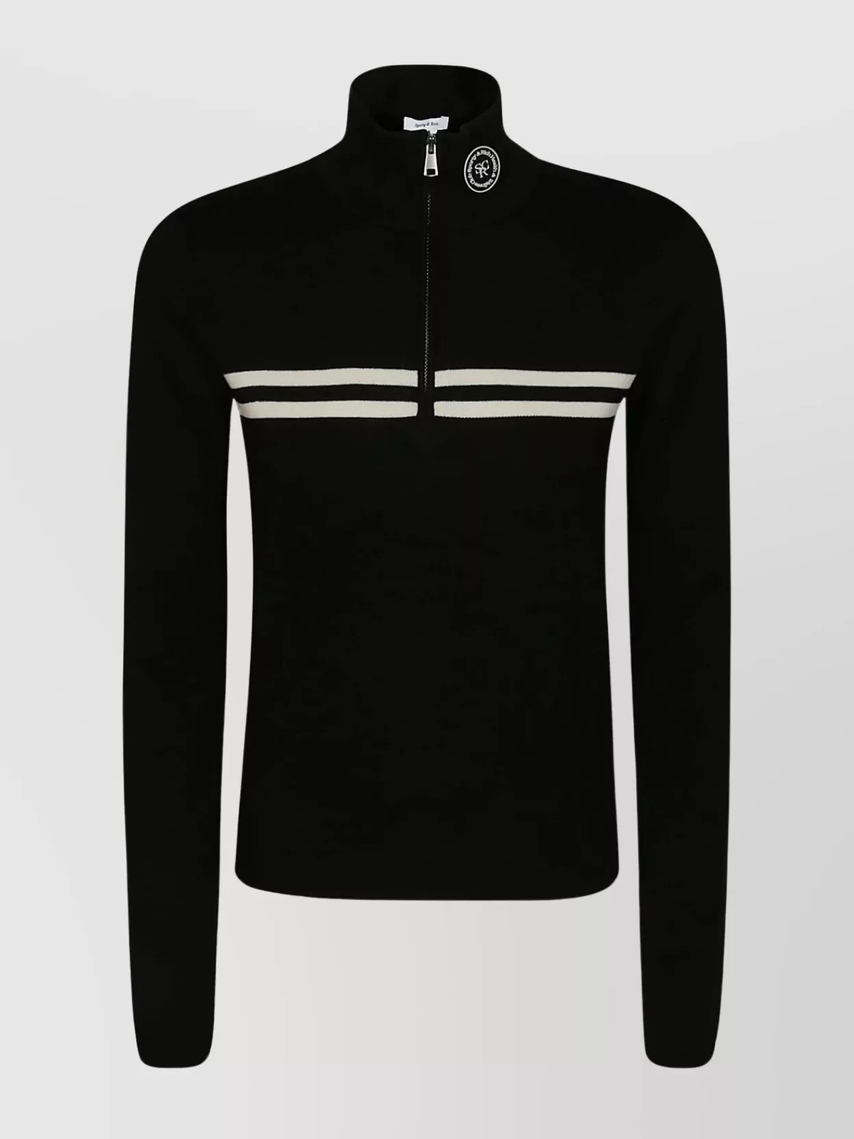 Shop Sporty And Rich Striped Ribbed Zip Top