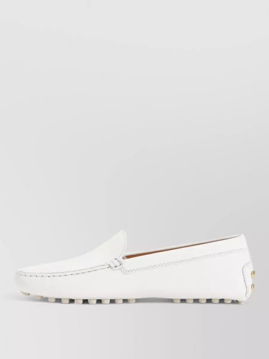 Tod's Gommino 22l Leather Loafers Stitch Detailing In White