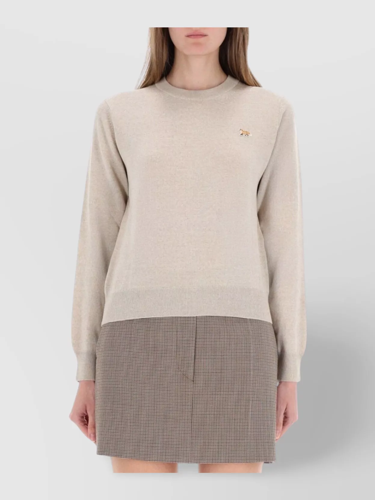 Maison Kitsuné Knitwear With Ribbed Cuffs And Crew Neck