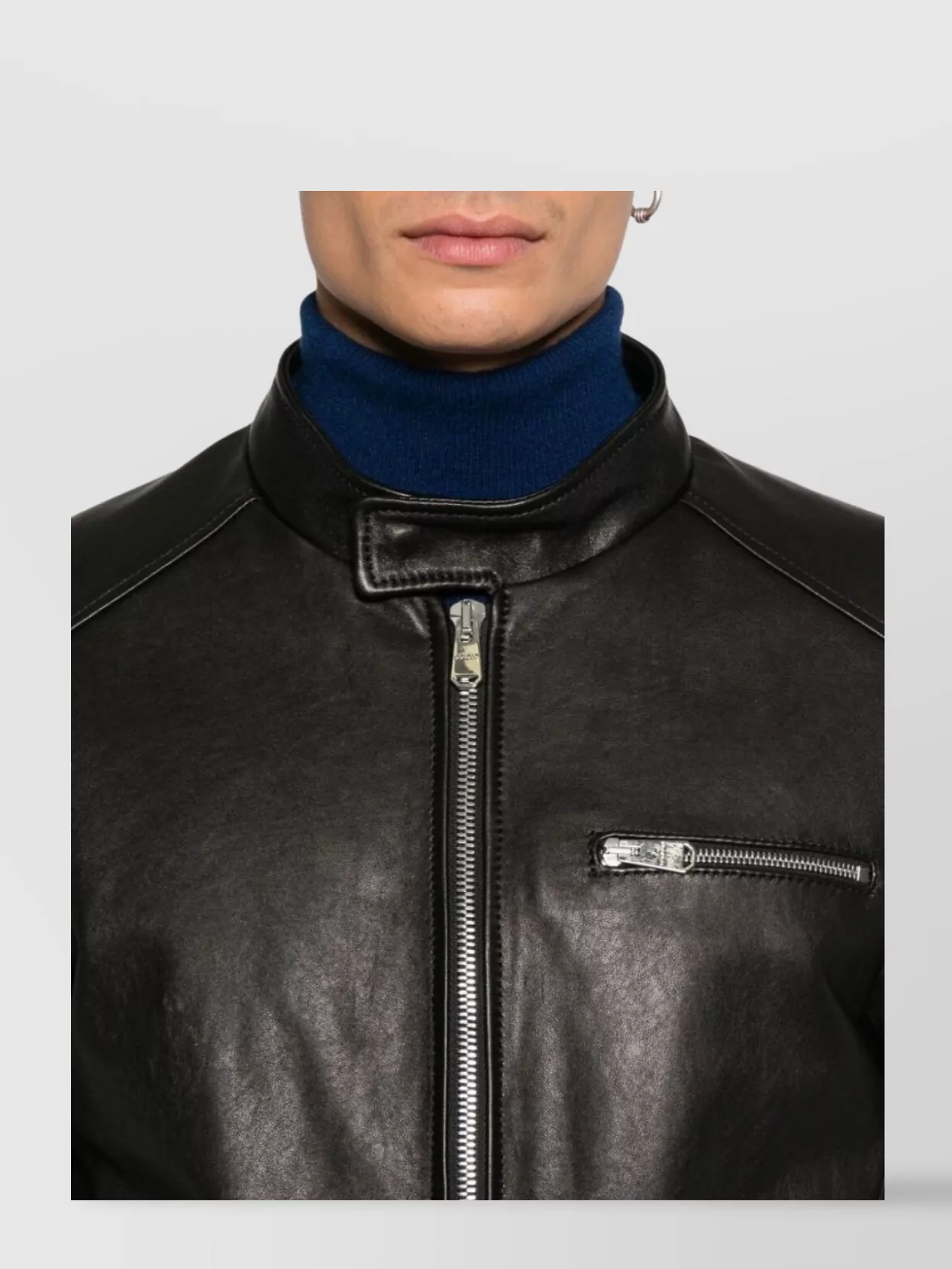 Dondup Hooded Leather Jacket Featuring Long Sleeves
