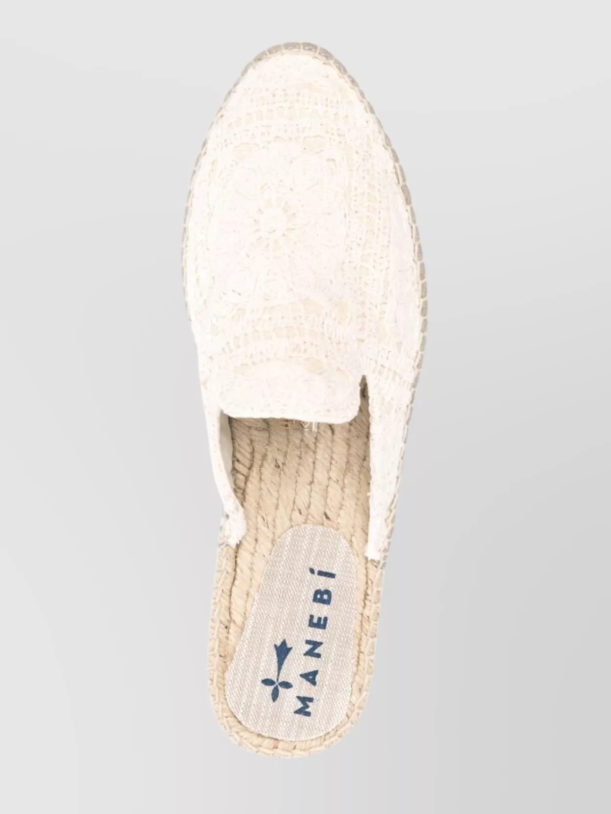 Manebi Crochet Upper Espadrille Sole Round Toe Sandals