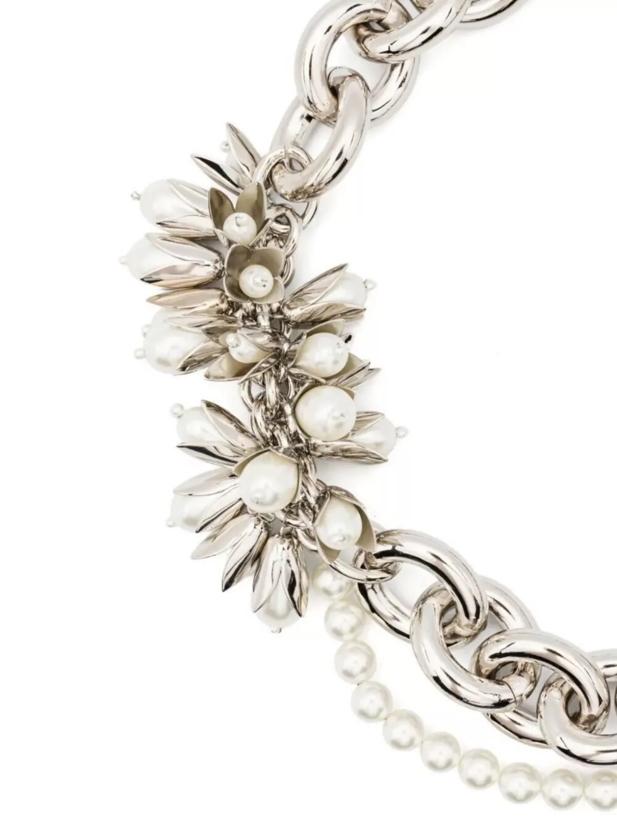 Simone Rocha Pearl Flower Cluster Chunky Chain Necklace